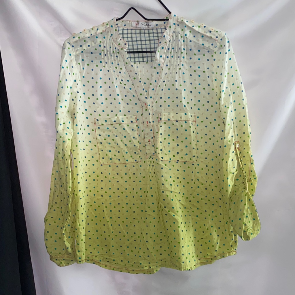 Johnny Was 3j Workshop Wo Size Sm Cotton Multicolor Shirt Long To 3/4 Sleeves